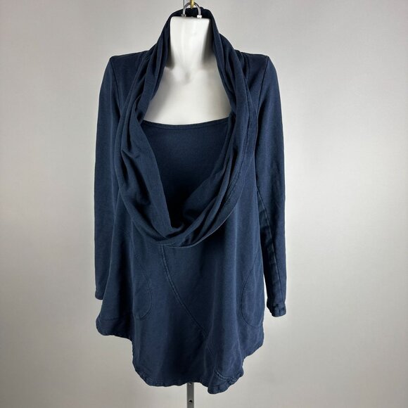 Prairie Underground Blue Your Orbit LS Cowl Neck Tunic Boho Lagenlook Small - Picture 1 of 5